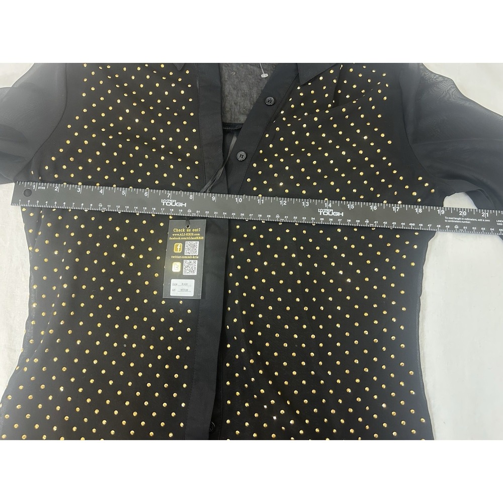 Vintage New with Tags Renaissance Festival Y2k black sheer gold accents Sz M - Picture 5 of 11